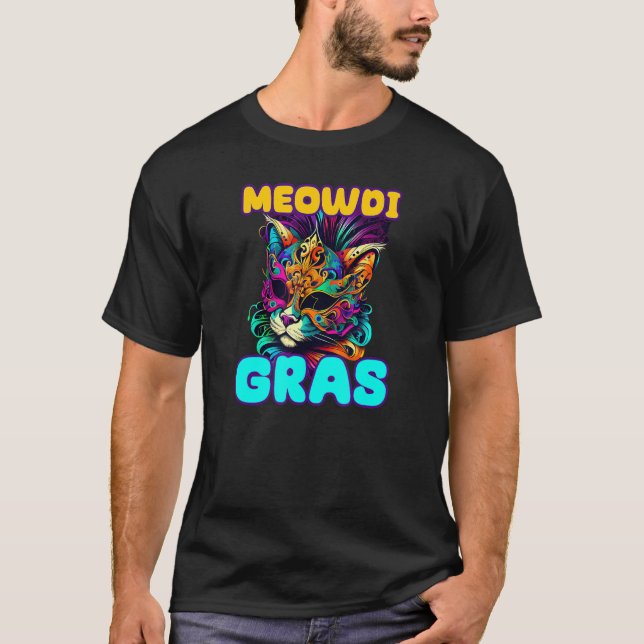 Meowdi Gras Mardi Gras Cat T-Shirt (Front)