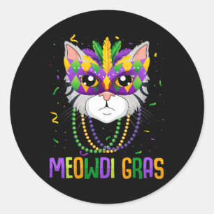 Meowdi Gras Mardi Gras Parade Carnaval  Classic Round Sticker