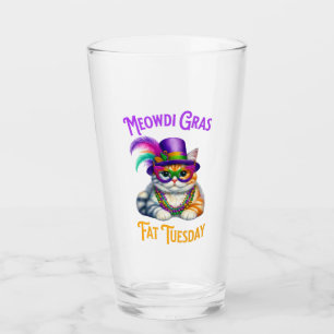 Meowdi Gras Mardi Gras with Kitten Fat Tuesday Glass