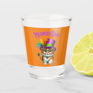 Meowdi Gras Mardi Gras with Kitten Shot Glass