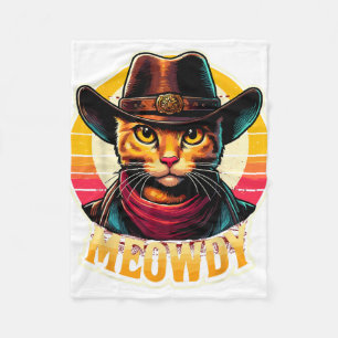 Meowdy Bachelorette Party Cowgirl Cowboy Cat Brida Fleece Blanket
