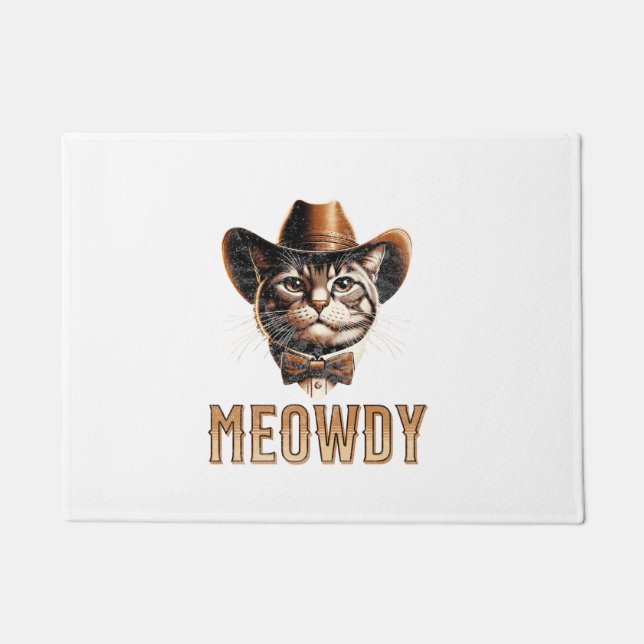 Meowdy Cat Cowboy Cowgirl Men Women Kid Halloween  Doormat (Front)