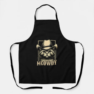 Meowdy Cat Cowboy Cowgirl Meow Howdy Halloween Cos Apron