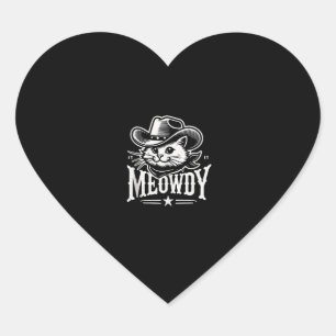 Meowdy Cat Cowboy Cowgirl Meow Howdy Halloween Cos Heart Sticker