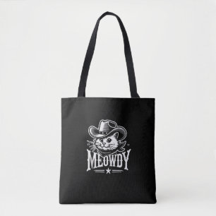Meowdy Cat Cowboy Cowgirl Meow Howdy Halloween Cos Tote Bag