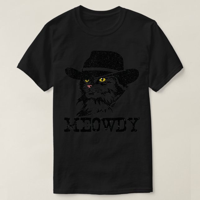 Meowdy Cat, Funny Mashup Between Meow and Howdy  T-Shirt (Design Front)