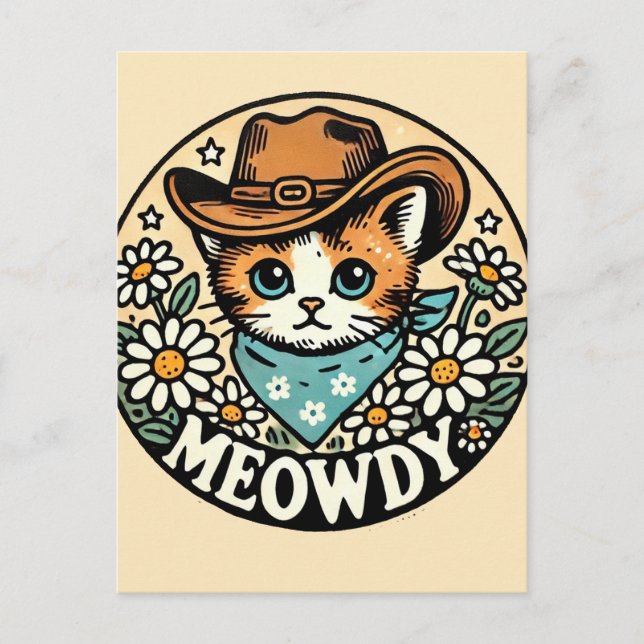 Meowdy Cowboy Kitty Cat                            Postcard (Front)