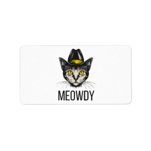 Meowdy Funny Cat Label