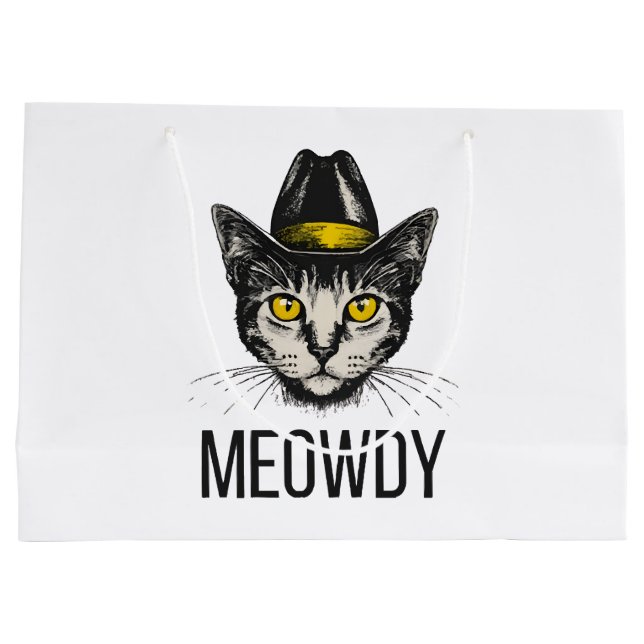 Meowdy Funny Cat Large Gift Bag (Back)