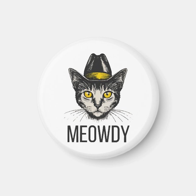 Meowdy Funny Cat Magnet (Front)