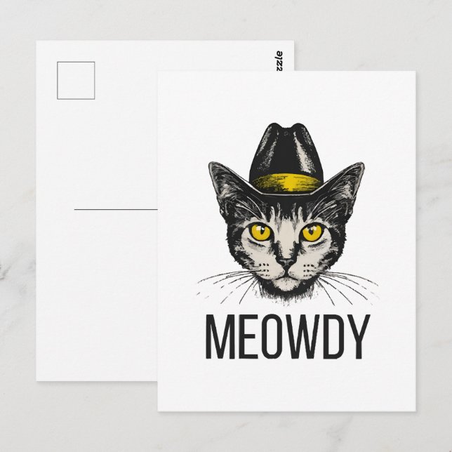 Meowdy Funny Cat Postcard (Front/Back)