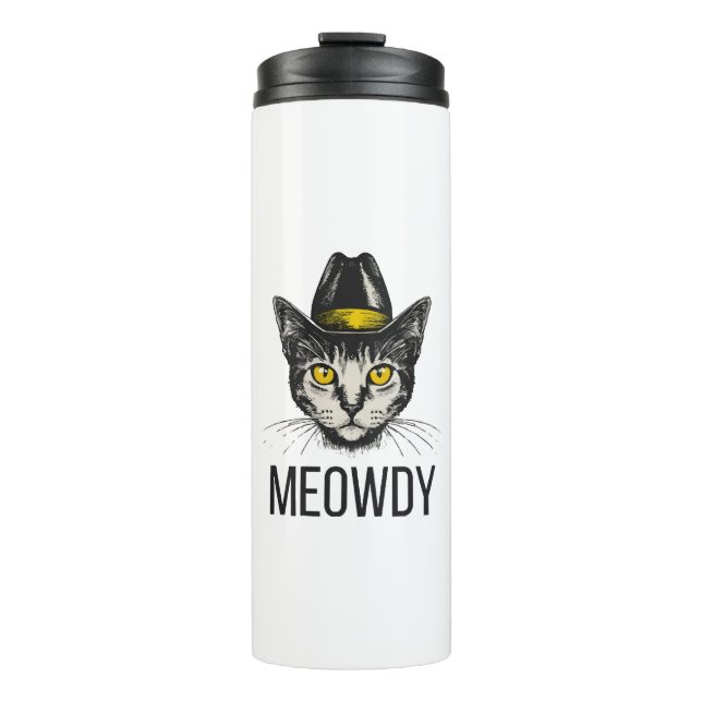 Meowdy Funny Cat Thermal Tumbler (Front)
