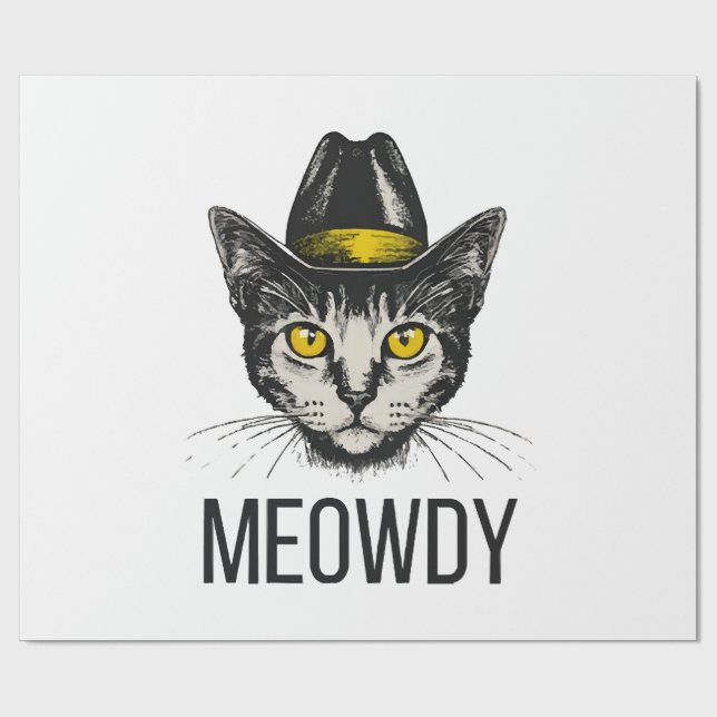 Meowdy Funny Cat Wrapping Paper (Flat)