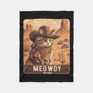 Meowdy! Funny Country Music Cat Cowboy Hat Poster  Fleece Blanket