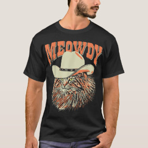 Meowdy Funny Country Music Cat Cowboy Hat Vintage  T-Shirt