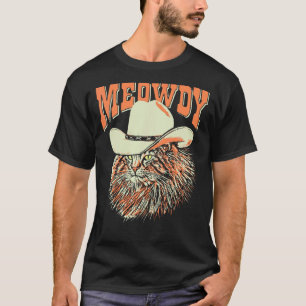 Meowdy! Funny Country Music Cat Cowboy Hat Vintage T-Shirt