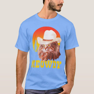 Meowdy Funny Country Music Cat Cowboy Hat Vintage  T-Shirt