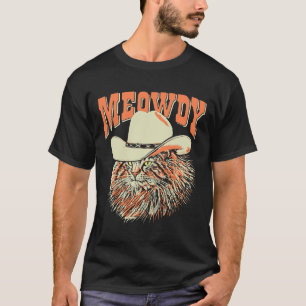 Meowdy Funny Country Music Cat Cowboy Hat Vintage  T-Shirt
