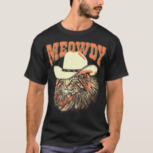 Meowdy Funny Country Music Cat Cowboy Hat Vintage T-Shirt