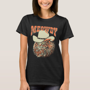 Meowdy! Funny Country Music Cat Cowboy Hat Vintage T-Shirt