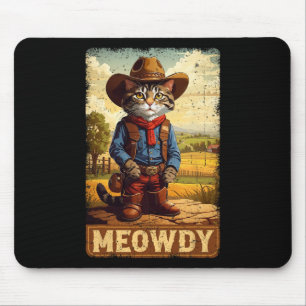 Meowdy Funny Country Side Cat Hat Vintage Cowboy C Mouse Mat
