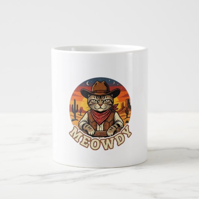 Meowdy Funny Cowboy Cat Western Mug (Front)