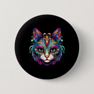 Meowdy Gras Cats Lover Kitten Kitty Mardi Gras Cat 6 Cm Round Badge