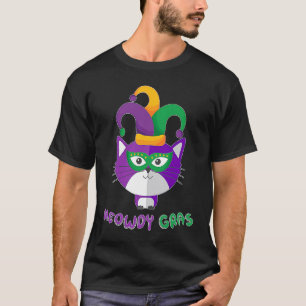 Meowdy Gras Mardi Gras Cat with Hat and Mask T-Shirt