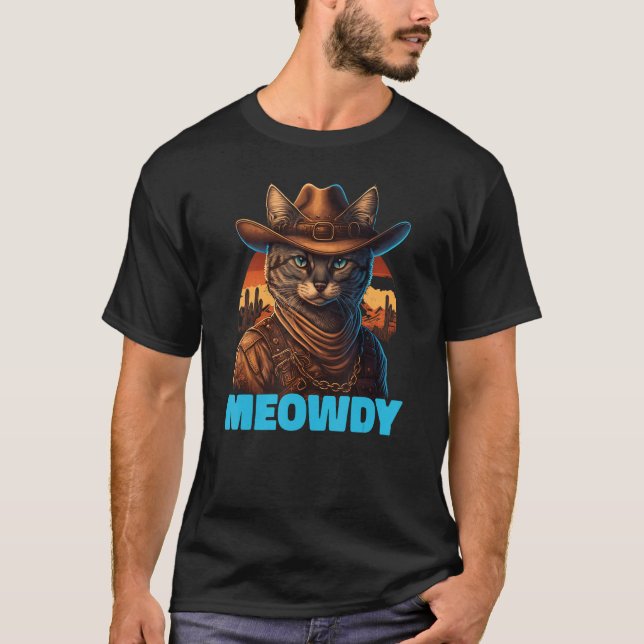 Meowdy  Mashup Of Meow And Howdy Country Music Cat T-Shirt (Front)