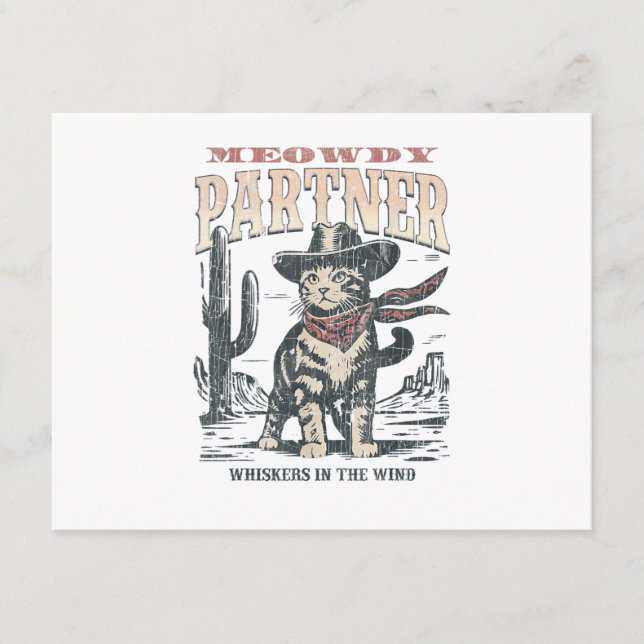 Meowdy Partner Cowboy Cat  Enclosure Card (Front)
