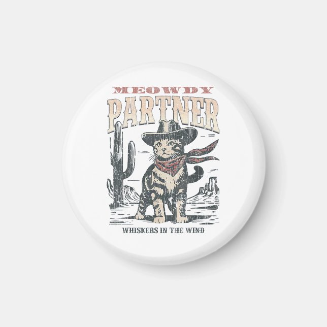 Meowdy Partner Cowboy Cat  Magnet (Front)
