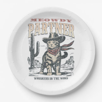 Meowdy Partner Cowboy Cat Paper Plate