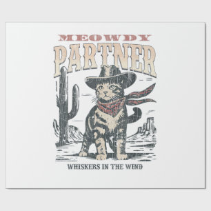 Meowdy Partner Cowboy Cat Wrapping Paper