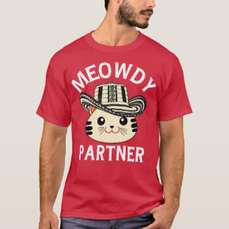 Meowdy Partner Cute Cat Wearing a Cowboy Hat Cat P T-Shirt