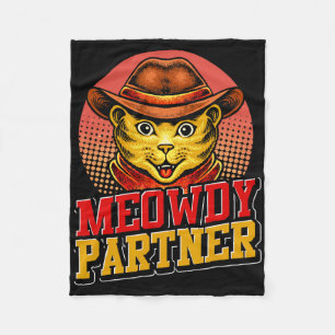 Meowdy Partner Western Texas Cute Animal Cat Funny Fleece Blanket