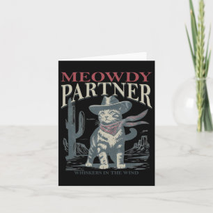 Meowdy Partner Whiskers In The Wind Cat Cowboy Hat Card