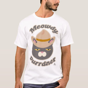 Meowdy Purrdner Cute Cowboy Hat Cat Slogan T-Shirt