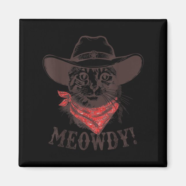 Meowdy Tee Vintage Howdy Western Matching Cowgirl  Magnet (Front)