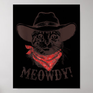 Meowdy Tee Vintage Howdy Western Matching Cowgirl Poster
