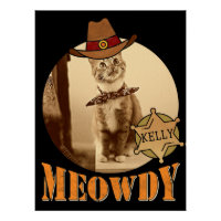 Meowdy Texan Cat Cowboy Sheriff Personalised