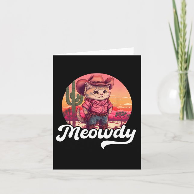 Meowdy Texas Cat Meme Country Music Cowgirl Cute C Card (Front)