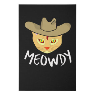Meowdy Texas Cat Meme Howdy Cat Cowboy Retro Hat Faux Canvas Print