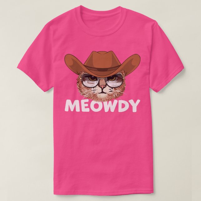 Meowdy Texas Cat Wearing Cowboy Hat Sunglasses Cou T-Shirt (Design Front)
