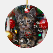Meowed Christmas Kitten Personalised Ornament