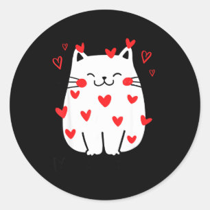 Meowentine Cute Cat Valentines Day Heart Meow Kitt Classic Round Sticker