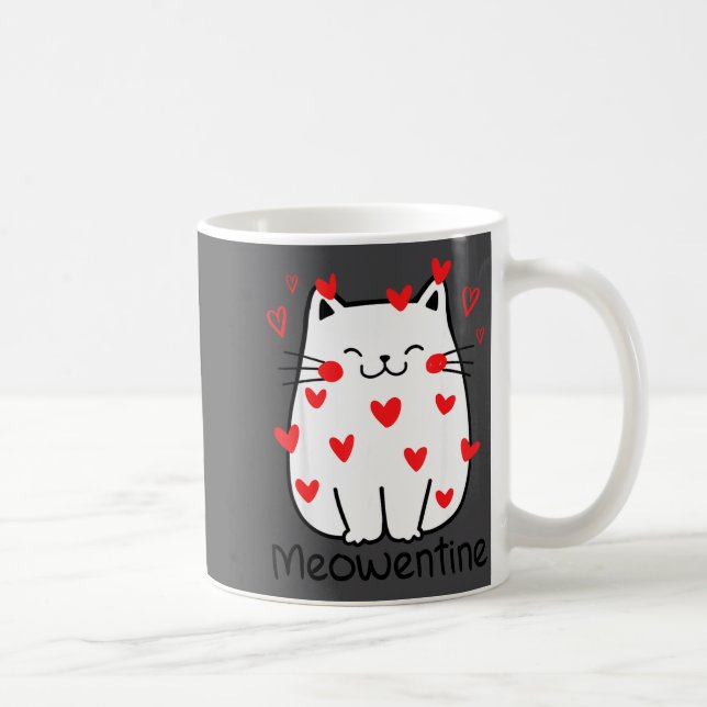 Meowentine Cute Cat Valentines Day Heart Meow Kitt Coffee Mug (Right)