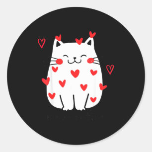Meowentine Cute Cat Valentines Day Men Women Cat D Classic Round Sticker