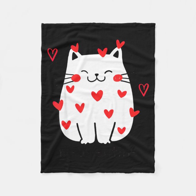 Meowentine Cute Cat Valentines Day Men Women Cat D Fleece Blanket (Front)