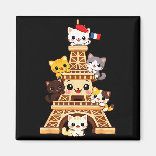 Meowffel tower cute kawaii paris cat cartoon funny magnet