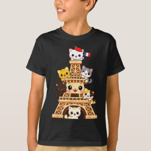 Meowffel tower cute kawaii paris cat cartoon funny T-Shirt